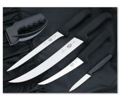 Victorinox Fish Fillet Kit Stainless Steel Black Fibrox Knife Set with Nylon Roll 5.1003.61-X2