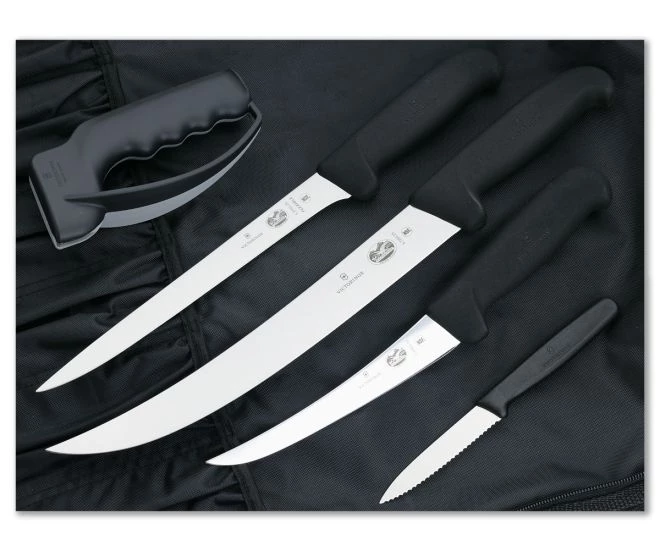 Victorinox Fish Fillet Kit Stainless Steel Black Fibrox Knife Set with Nylon Roll 5.1003.61-X2 1 Victorinox Fish Fillet Kit Stainless Steel Black Fibrox Knife Set with Nylon Roll 5.1003.61-X2