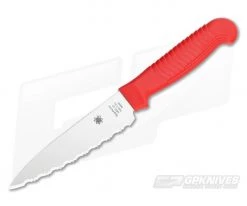 Spyderco Paring Kitchen Knife 4.5" Serrated Edge Red Handle