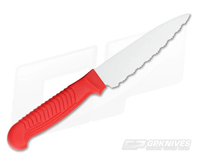Spyderco Paring Kitchen Knife 4.5" Serrated Edge Red Handle 2 Spyderco Paring Kitchen Knife 4.5" Serrated Edge Red Handle - Image 2