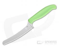 Spyderco Blunt Tip Z-Cut Green Serrated Edge Kitchen Knife K13SGN
