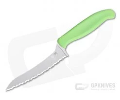 Spyderco Pointed Z-Cut Green Serrated Edge Kitchen Knife K14SGN
