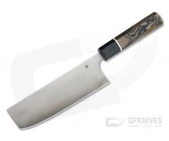 Spyderco Carter Itamae Nakiri Super Blue/SUS410 Burl G10 Kitchen Knife K17GPBNBK